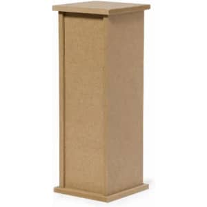 A tall, rectangular stand made of light brown MDF material with a smooth finish. It has no visible branding.