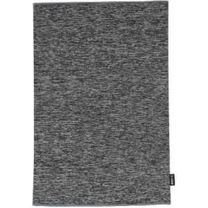 A promotional product featuring a grey, textured towel with a small logo tag on one side.