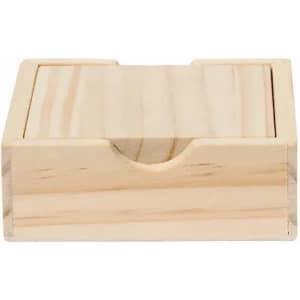 A wooden box with a smooth, natural finish and a front cut-out for easy opening.