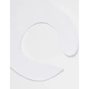 A drink bottle in white, featuring a unique curved design. It has a simple shape with no visible branding.