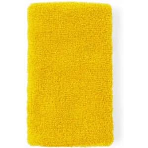 A cleaning cloth in bright yellow, featuring a textured surface. It has a rectangular shape and a soft finish.
