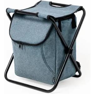 A lightweight, blue drink cooler bag with a foldable frame and a zippered compartment. It features a handle for easy carrying.