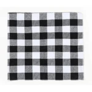 A checkered cloth featuring black and white squares arranged in a grid pattern.