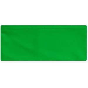 A green promotional product with a smooth surface and a secure closure. It features a logo on the front.