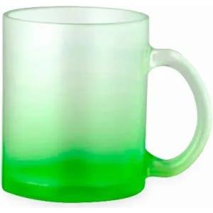 A drink bottle in a gradient design, featuring a frosted finish with green hues at the base and clear at the top.