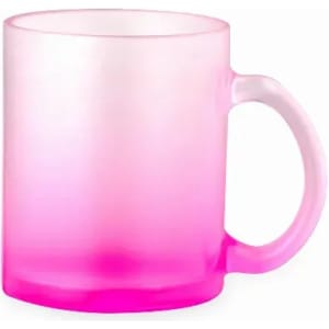 A drink bottle in a gradient of pink, featuring a translucent frosted finish and a handle.