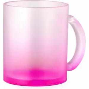 A drink bottle featuring a gradient design transitioning from clear to pink, with a handle and a smooth finish.