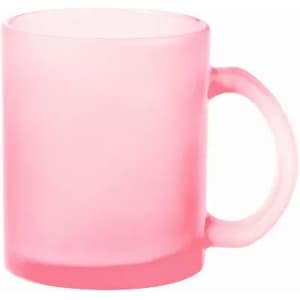 A drink bottle in a translucent pink colour with a sturdy handle and a smooth finish. It features a logo.