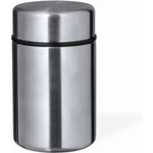 A drink bottle with a sleek stainless steel finish and an airtight seal, featuring a simple design.