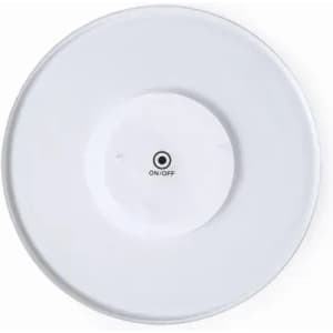 A round white device featuring an ON/OFF switch in the centre, with a smooth, minimalist design.