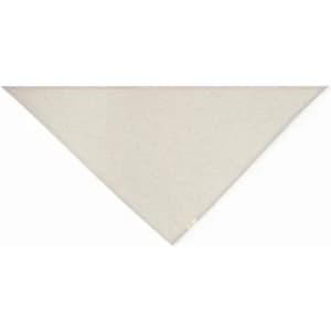 A beige triangular bandana with a small logo on one edge. The fabric appears textured and lightweight.