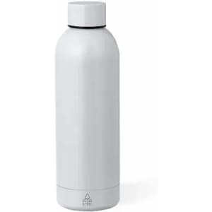A drink bottle in a sleek white design, featuring a narrow neck and a secure screw-on lid.