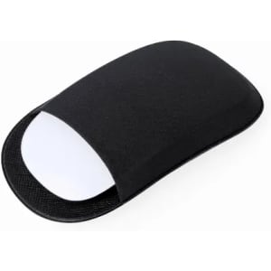 A black drink bottle with a smooth, curved design and a white interior. It features a logo on the surface.