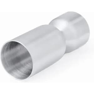 A stainless steel drink bottle spout with a sleek, polished finish and a rounded top.