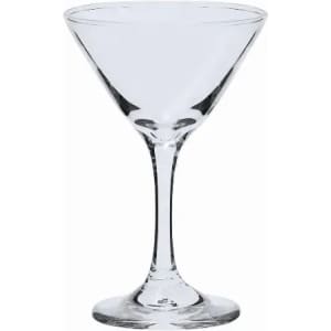 A martini glass with a clear, angular design and a sturdy base.