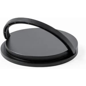 A black drink bottle lid with a curved handle, featuring a simple, sleek design.