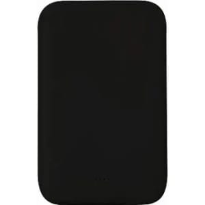 A sleek black drink bottle with a smooth exterior and a minimalist design. It features a logo on the surface.
