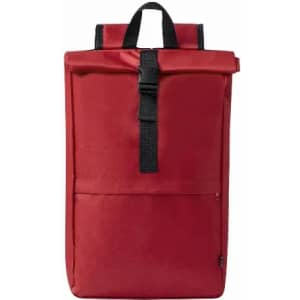 A drink bottle in a vibrant red colour with a sturdy design and a logo visible on the front.