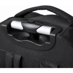 A black carry bag featuring a sturdy handle and multiple compartments for easy organisation.