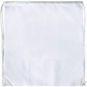 A drawstring bag in transparent white material with cord closures at the top. It has a simple, clean design.