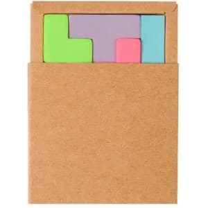 A set of colourful, variously shaped puzzle pieces in a brown kraft paper envelope.