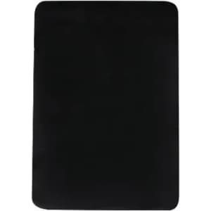 A black rectangular product with rounded corners, featuring a smooth surface and a logo.