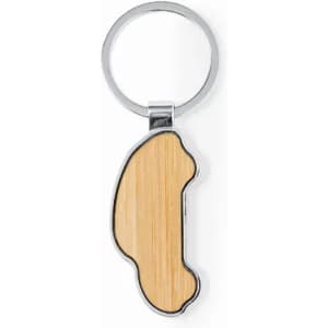 A keyring featuring a bamboo design with a silver metal outline. It has a round keyring attachment.