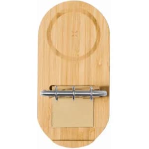 A bamboo mouse trap with a metal trigger mechanism, featuring a circular engraving at the top.