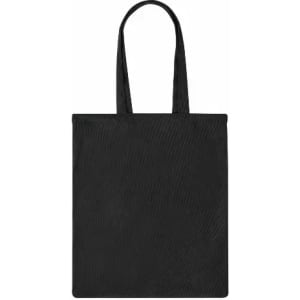 A black tote bag with two handles and a simple, unembellished design.