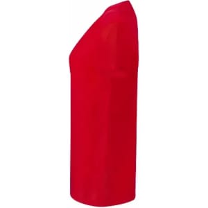 A drink bottle in vibrant red with a sleek, minimalistic design and a logo on its surface.