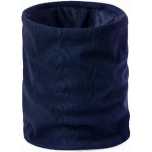 A neck warmer in dark navy colour made from soft, stretchy fabric with a simple design.
