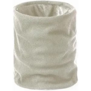 A cream-coloured neck gaiter made from a soft, stretchy fabric. Features a simple design without any logos.