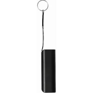 A drink bottle in sleek black with a keyring attachment and a protective cover.