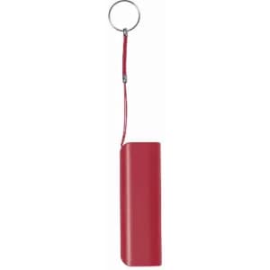 A red promotional drink bottle with a keyring attachment. The bottle has a simple, sleek design.