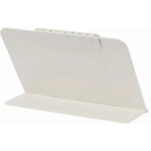 A white desktop phone holder with a smooth surface and a slotted back for securing devices.