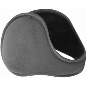 A grey ear warmer with a soft, smooth texture, designed to cover the ears comfortably.