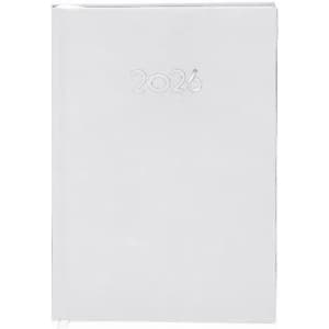 A planner in a sleek white design featuring the year "2026" embossed on the front cover.