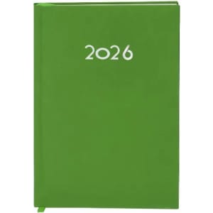 A green planner for the year 2026, featuring a simple design with the year printed in white.