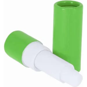A drink bottle with a bright green body and a white nozzle, featuring a logo on its surface.