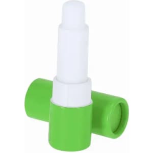 A drink bottle in vibrant green with a white top and a circular opening, featuring a logo.