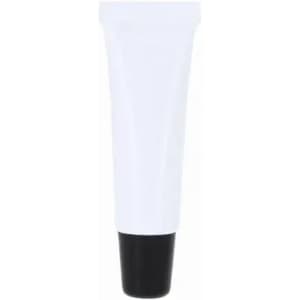 A cosmetic tube with a white body and black cap. It features a simple, clean design.