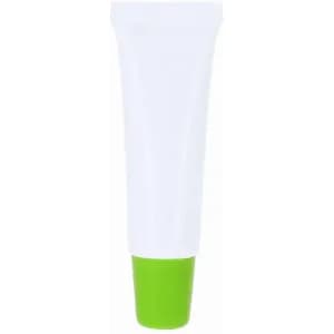 A tube of cream or lotion featuring a white body and a green base. It has branding on the surface.