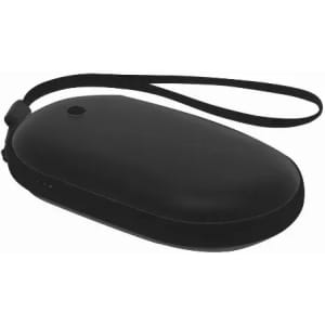 A black oval-shaped carrying case with a strap. Features a smooth, matte surface and a small hole.