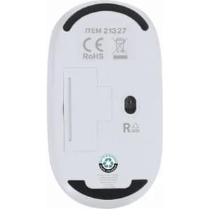 A white product with a smooth surface featuring a small opening and a logo on the base.