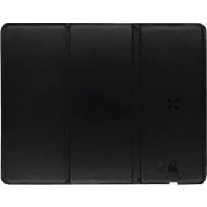 A black rectangular product with three sections and a logo in one corner, featuring a smooth surface.