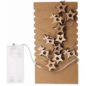 A clear drink bottle sits beside a board featuring wooden star decorations connected by string.
