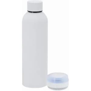 A drink bottle and a detachable lid in white, featuring a simple design and smooth surface.