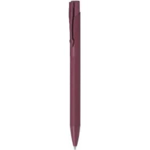 A pen in a deep burgundy colour with a smooth, minimalist design and a clip for easy attachment.