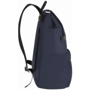 A backpack in navy blue with a sleek design, featuring adjustable straps and multiple pockets.