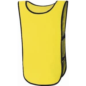 A yellow training vest with black edging, designed for sports or team activities. No visible branding present.
